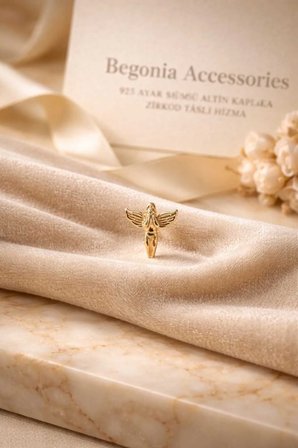 925 Ayar Gümüş Zirkon Taşlı Gold Melek Hızma Piercing