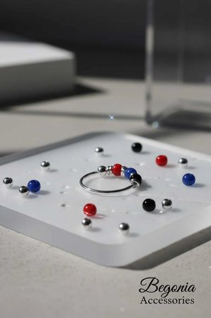 925 Ayar Gümüş Renkli Boncuklu Halka Hızma Piercing Hızma Küpe