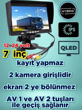 QLED 7 İNÇ HYBRİD IPS  ARAÇ MONİTÖRÜ KAYIT YAPMAZ    12-24 V KAMERASIZ
