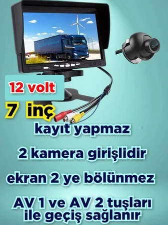 7İNÇ QLED IPS MONİTÖR VE 1 ADET 19 MM MİNİ ULTRA ARAÇ GÖRÜŞ KAMERASI 12 V