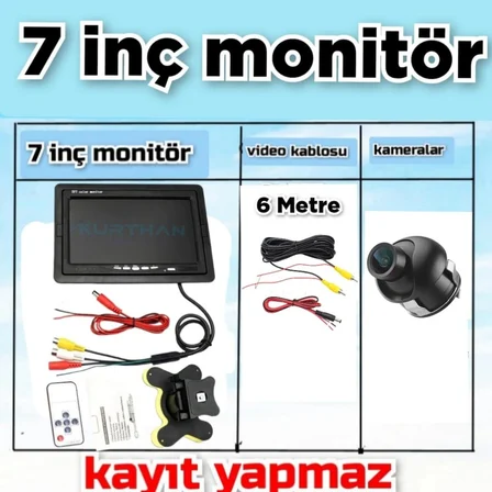 7İNÇ QLED IPS MONİTÖR VE 1 ADET 19 MM MİNİ ULTRA ARAÇ GÖRÜŞ KAMERASI 12 V