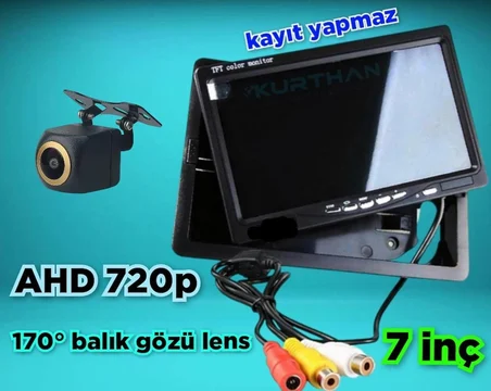 7'' QLED IPS EKRAN VE 1 ADET AHD 720P BALIK GÖZÜ KAMERA 12V