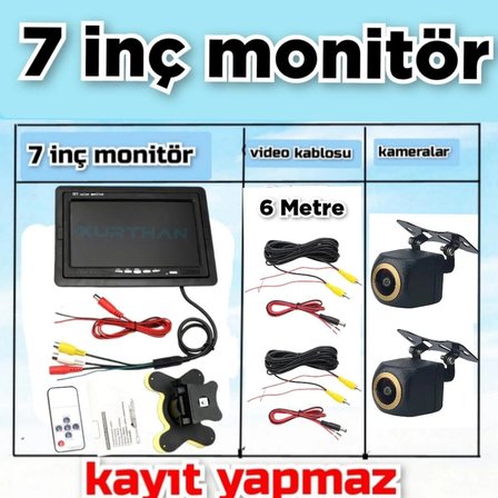 2 ADET AHD 720P BALIK GÖZÜ KAMERA VE 7'' QLED IPS MONİTÖR 12V