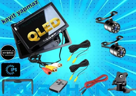 2 ADET BEYAZ LEDLİ KELEBEK KAMERA VE 7'' QLED MONİTÖR 12V