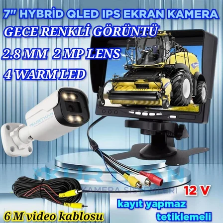 TARIMSAL ARAÇLARA  1 ADET AHD  2MP WARM LEDLİ KAMERA  7'' QLED IPS MONİTÖR 12 V