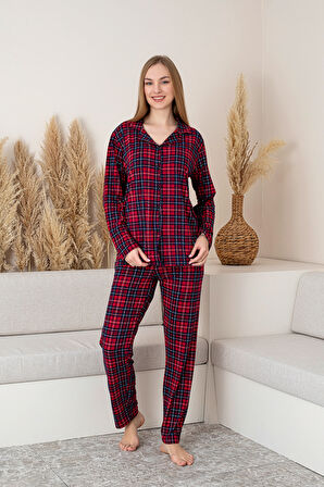 Nisanca Uzun Kollu Milan Gömlek Pijama Takımı- Soft Seri 