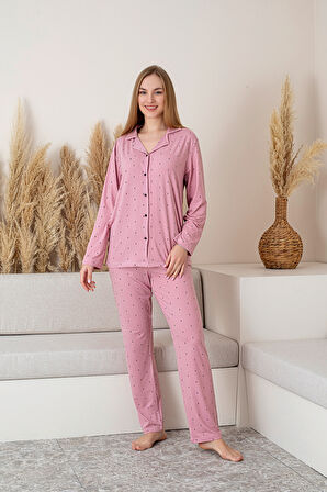 Nisanca Uzun Kollu Milan Gömlek Pijama Takımı- Soft Seri 