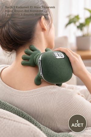 1 Adet Isıtıcılı Güçlü Masaj Aleti – Şarjlı 3 Kademeli El Hissi Tasarımlı Vücut Boyun Bel Kompakt Taşınabilir 4 Başlıklı Massager