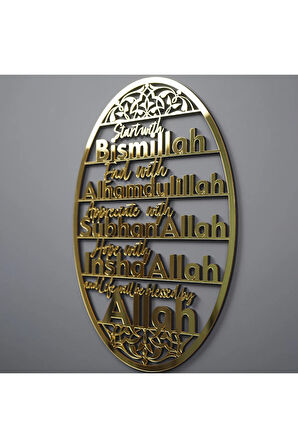 Başlarken Bismillah, Bitirirken Elhamdülillah Ahşap Dekor