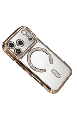 Apple Uyumlu iPhone 17 Pro Max Joke Simli Magneticsafe Kılıf - Gold-(5796)