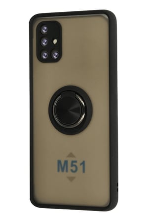 Samsung Galaxy M51 Kılıf Montreal Yüzüklü Silikon Kapak - Siyah-(5796)