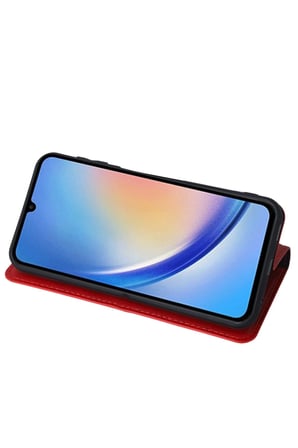 Samsung Galaxy A24 4G Kılıf Trend S Plus Kapaklı Kılıf - Yeşil-(5796)