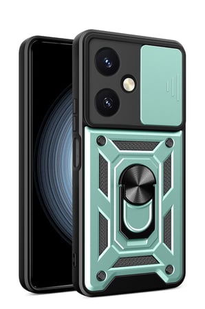 CPT83 Vivo Y27 Kılıf Pars Lens Yüzüklü Silikon - Yeşil