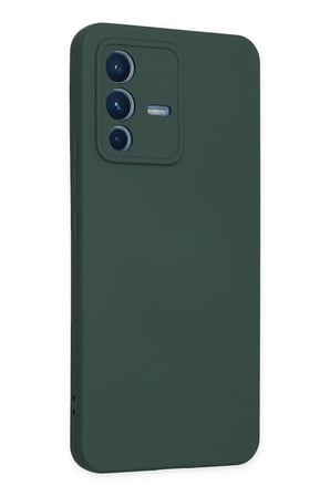 Vivo V23 5G Kılıf Nano içi Kadife Silikon - Koyu Yeşil-(5796)