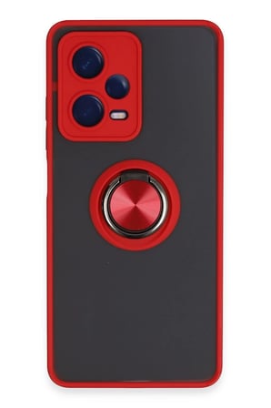 Xiaomi Redmi Note 12 5G Kılıf Montreal Yüzüklü Silikon Kapak - Kırmızı