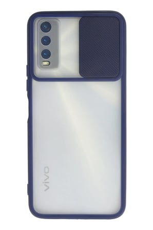 Vivo Y11S Kılıf Palm Buzlu Kamera Sürgülü Silikon - Lacivert-(5796)