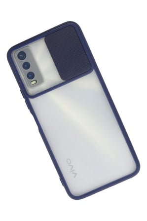 Vivo Y11S Kılıf Palm Buzlu Kamera Sürgülü Silikon - Lacivert-(5796)