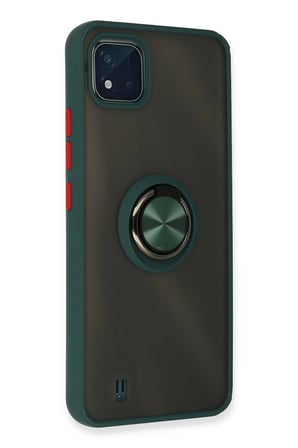 Realme C11 2021 Kılıf Montreal Yüzüklü Silikon Kapak - Yeşil-(5796)
