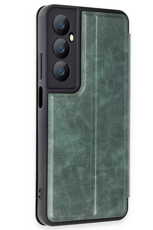 Realme C65 Kılıf Flip Cover - Koyu Yeşil-(5796)