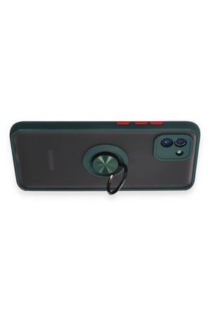Samsung Uyumlu Galaxy A03 Kılıf Montreal Yüzüklü Silikon Kapak - Yeşil-(5796)