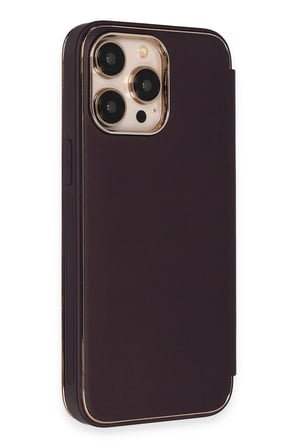iPhone 13 Pro Max Kılıf Dolpin Kapaklı - Derin Mor-(5796)