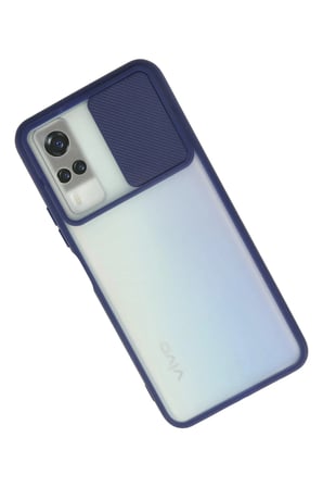 Vivo Y53S Kılıf Palm Buzlu Kamera Sürgülü Silikon - Lacivert-(5796)