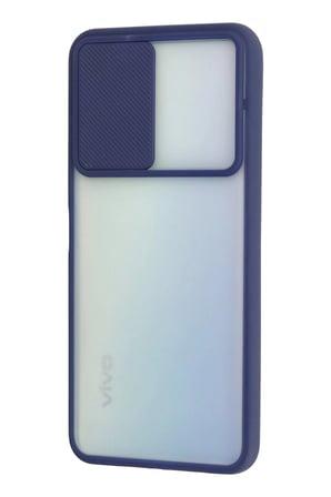 Vivo Y53S Kılıf Palm Buzlu Kamera Sürgülü Silikon - Lacivert-(5796)