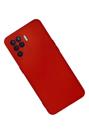 Oppo Reno 5 Lite Kılıf Nano içi Kadife Silikon - Kırmızı-(5796)