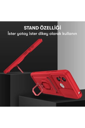 Xiaomi Redmi 12C Kılıf Zuma Kartvizitli Yüzüklü Silikon - Lacivert-(5796)