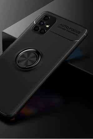 Samsung Galaxy M51 Kılıf Range Yüzüklü Silikon - Siyah-(5796)