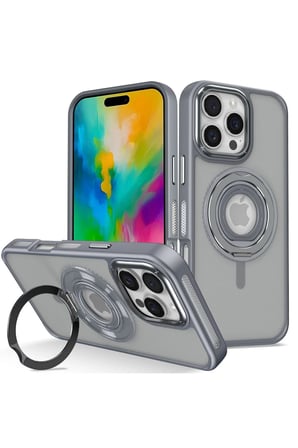 iPhone 16 Pro Max Banza Magsafe Standlı Kapak - Titan Gri-(5796)