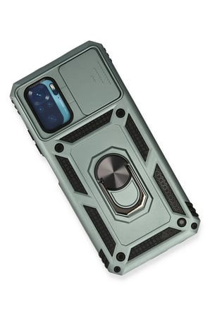 Xiaomi Uyumlu Redmi Note 10 Kılıf Pars Lens Yüzüklü Silikon - Yeşil-(5796)