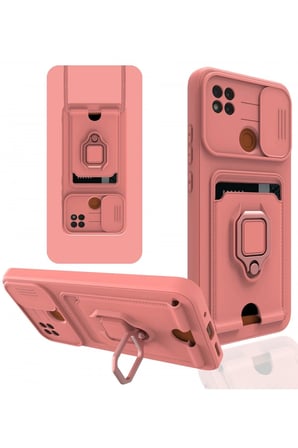 CPT83 Xiaomi Redmi 9C Kılıf Zuma Kartvizitli Yüzüklü Silikon - Pembe