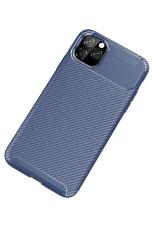 iPhone 11 Pro Kılıf Auto Focus Karbon Kapak - Lacivert-(5796)