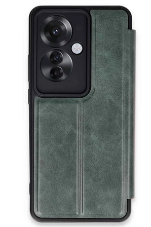Oppo Reno 11F Kılıf Flip Cover - Koyu Yeşil-(5796)