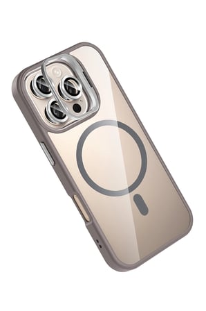 Apple iPhone 16 Pro Max Remim Lensli Magsafe Standlı Kapak - Titan Gri