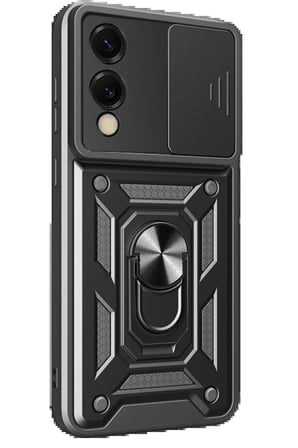 Samsung Galaxy S25 Edge Pars Lens Yüzüklü Silikon - Siyah-(5796)