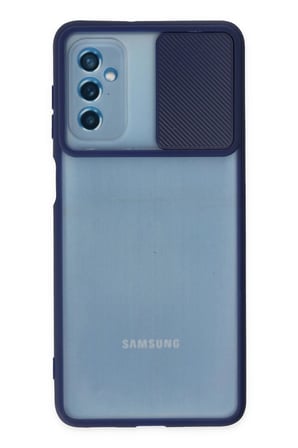CPT83 Samsung Galaxy M52 5G Kılıf Palm Buzlu Kamera Sürgülü Silikon - Lacivert