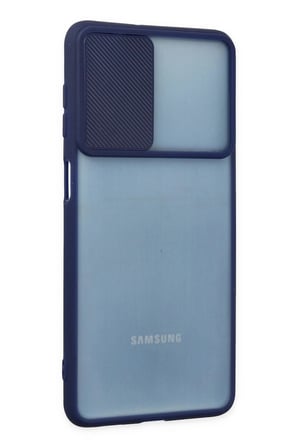 CPT83 Samsung Galaxy M52 5G Kılıf Palm Buzlu Kamera Sürgülü Silikon - Lacivert