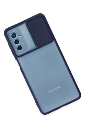 CPT83 Samsung Galaxy M52 5G Kılıf Palm Buzlu Kamera Sürgülü Silikon - Lacivert