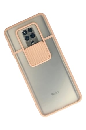 Xiaomi Redmi Note 9 Pro Kılıf Palm Buzlu Kamera Sürgülü Silikon - Pembe-(5796)