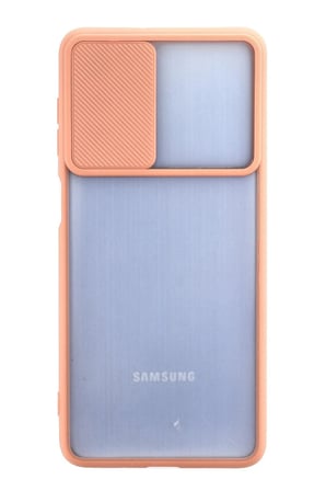 Samsung Uyumlu Galaxy M52 5G Kılıf Palm Buzlu Kamera Sürgülü Silikon - Pembe-(5796)