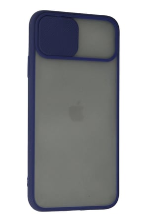 iPhone 11 Pro Kılıf Palm Buzlu Kamera Sürgülü Silikon - Lacivert-(5796)