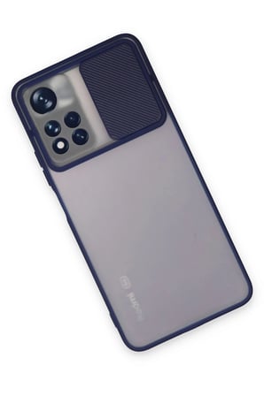 Xiaomi Redmi Note 11T Kılıf Palm Buzlu Kamera Sürgülü Silikon - Lacivert-(5796)