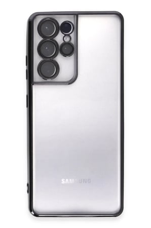 Samsung Galaxy S21 Ultra Kılıf Lensli Silikon - Siyah-(5796)