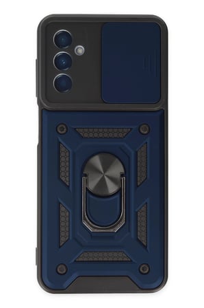 Samsung Uyumlu Galaxy A04S Kılıf Pars Lens Yüzüklü Silikon - Lacivert-(5796)