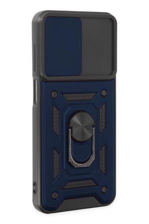 Samsung Uyumlu Galaxy A04S Kılıf Pars Lens Yüzüklü Silikon - Lacivert-(5796)