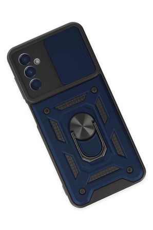 Samsung Uyumlu Galaxy A04S Kılıf Pars Lens Yüzüklü Silikon - Lacivert-(5796)