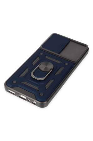 Samsung Uyumlu Galaxy A04S Kılıf Pars Lens Yüzüklü Silikon - Lacivert-(5796)
