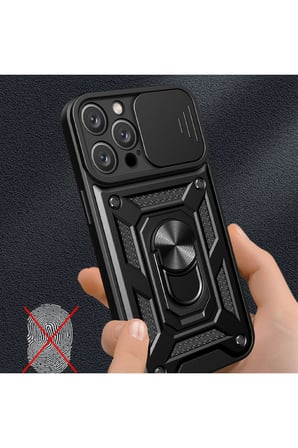 iPhone 16 Pro Max Kılıf Pars Lens Yüzüklü Silikon - Kırmızı-(5796)